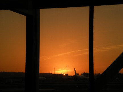 The sunset outside Lisbon airport