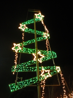Lights shaped like a Christmas tree
